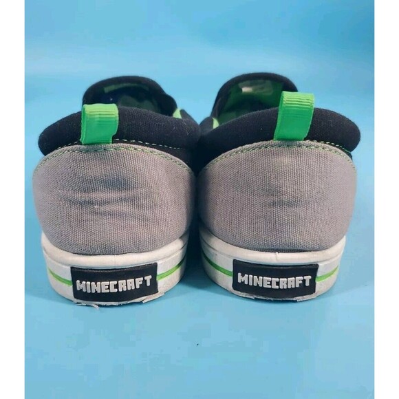 Minecraft Boy's Canvas Shoe Sz 2 Slip On Green Black - Picture 7 of 13